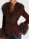 POLINA SUEDE FUR WRAP JACKET-ALICE + OLIVIA