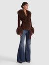 POLINA SUEDE FUR WRAP JACKET-ALICE + OLIVIA