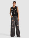 AMAZING DISTRESSED EMBELLISHED JEAN-ALICE + OLIVIA