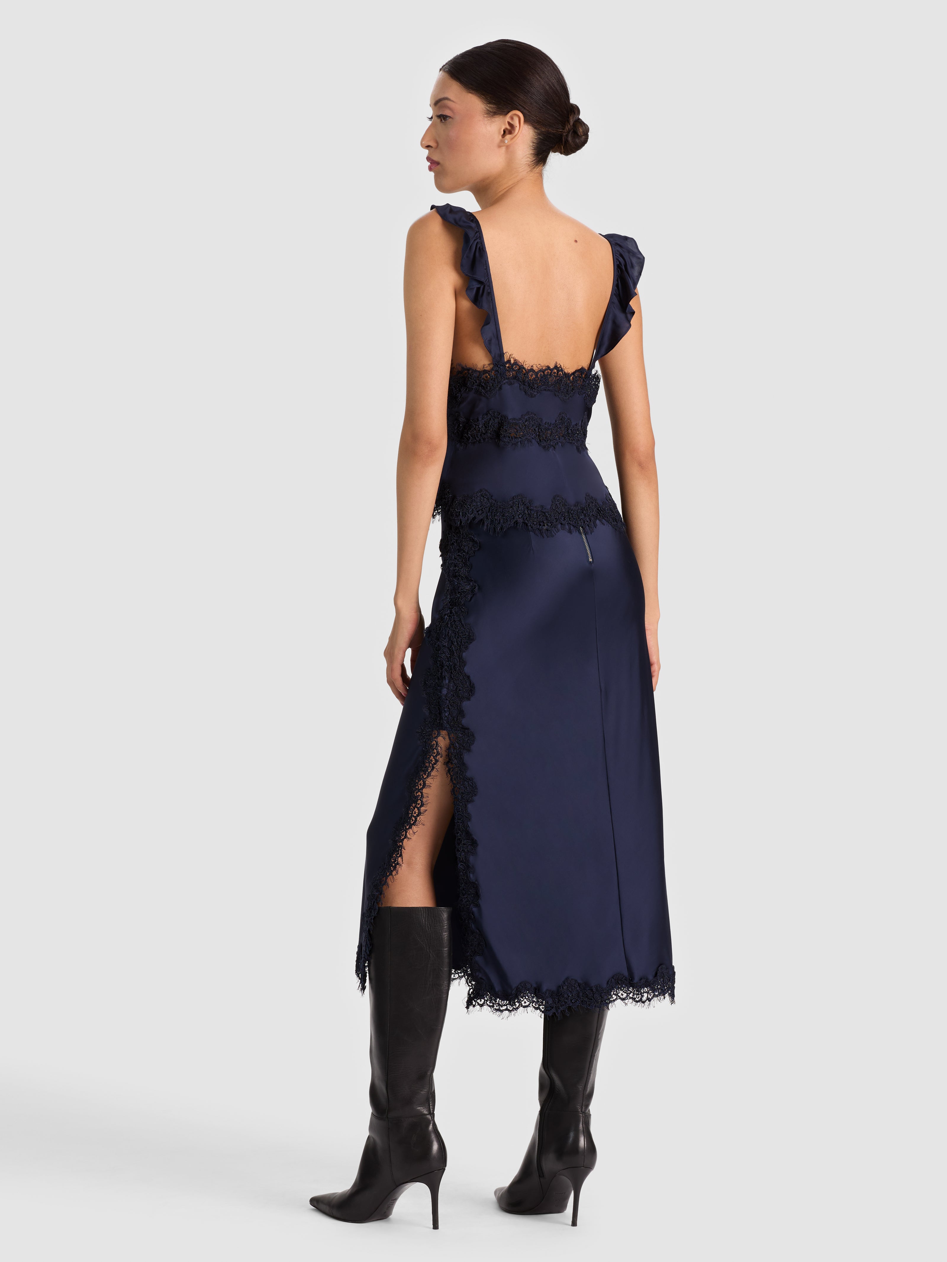MAEVE MIDI SLIP SKIRT W LACE TRIM-ALICE + OLIVIA