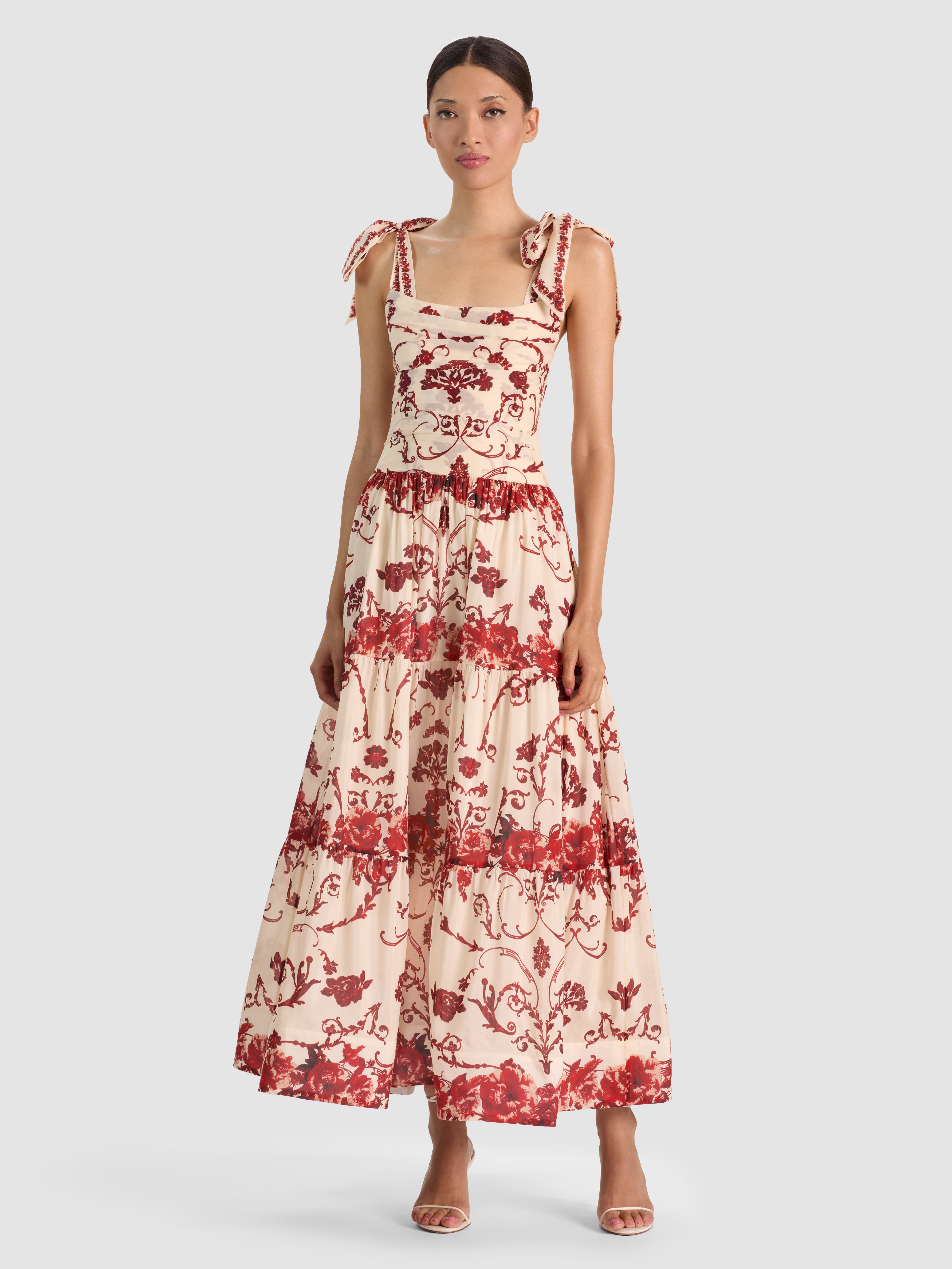 HAVEN TIE SHLDR TIERED MIDI DRESS-ALICE + OLIVIA