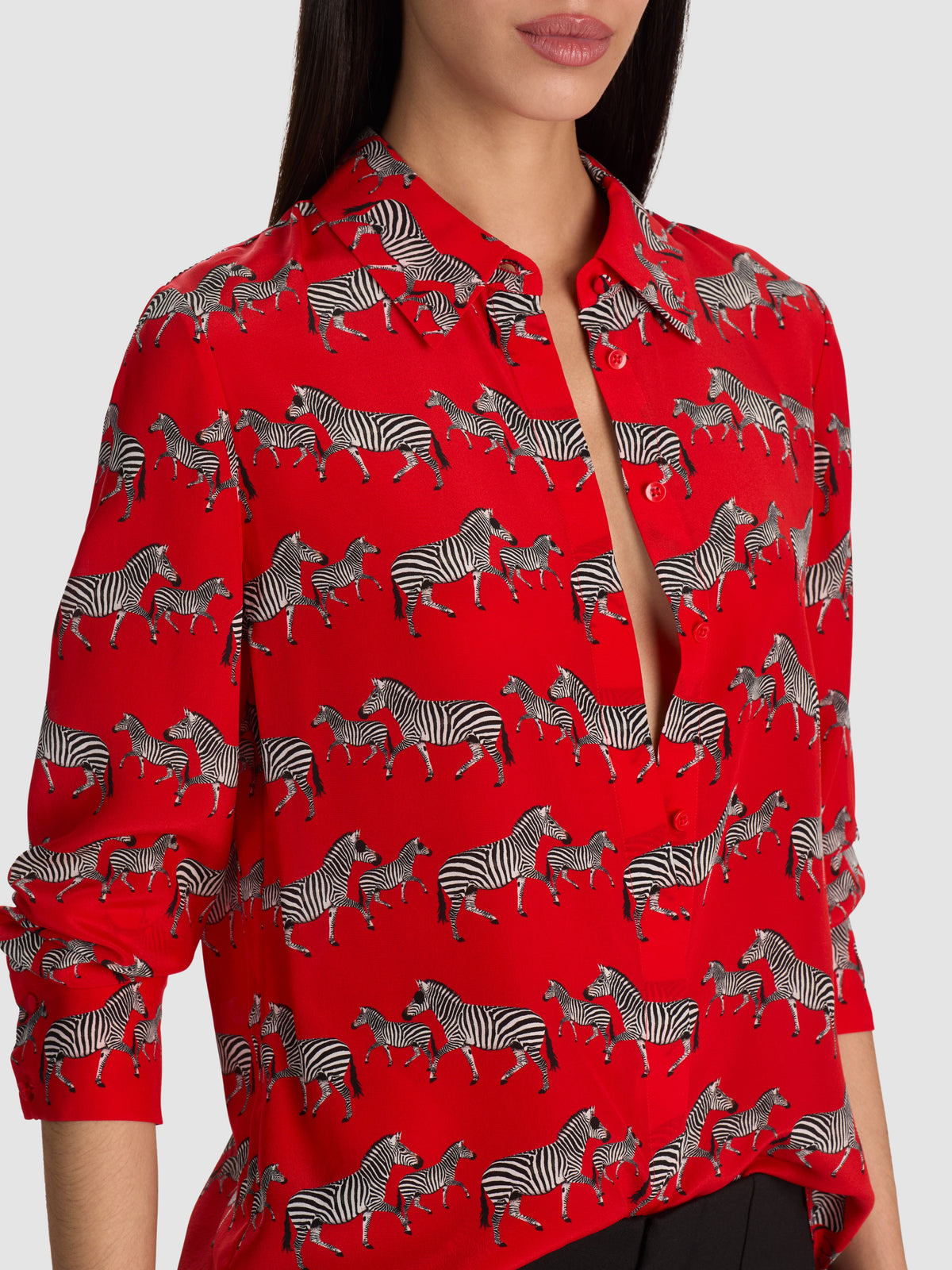 WILLA BUTTON DOWN BLOUSE-ALICE + OLIVIA