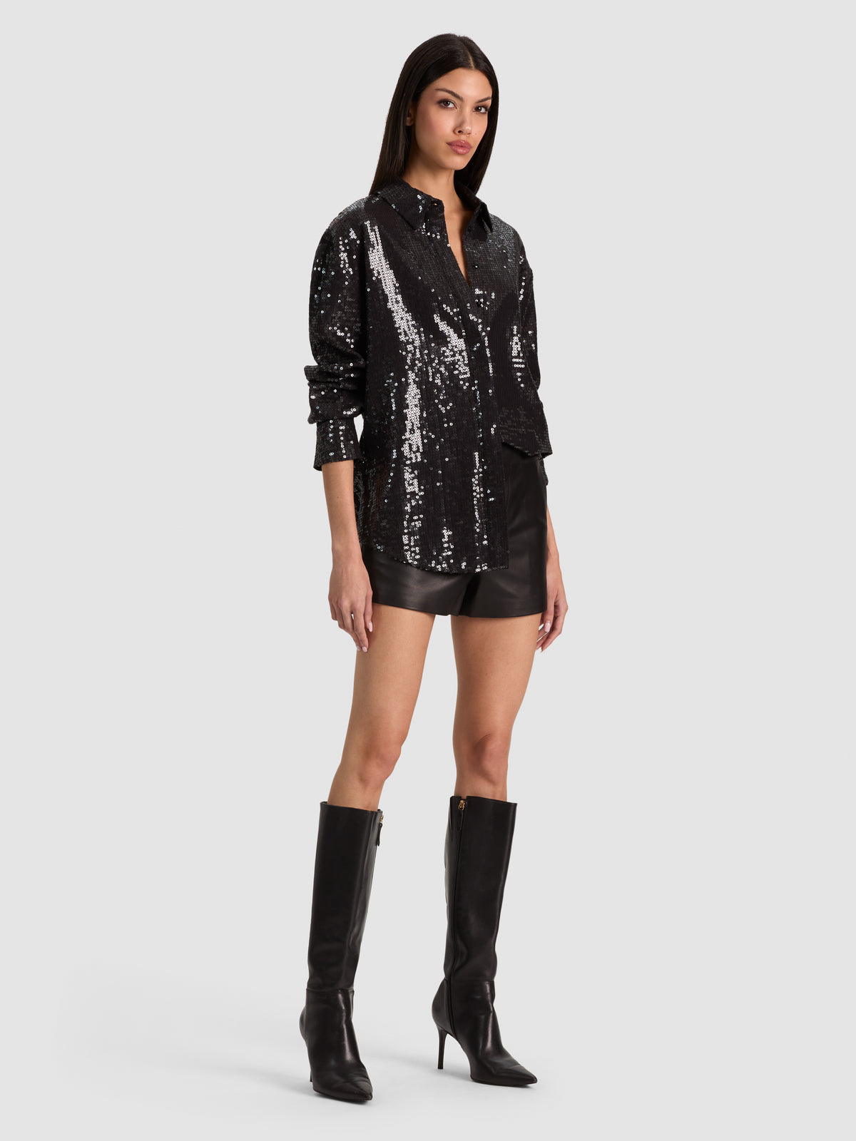 DIMITRA SEQUIN BUTTON DOWN SHIRT-ALICE + OLIVIA