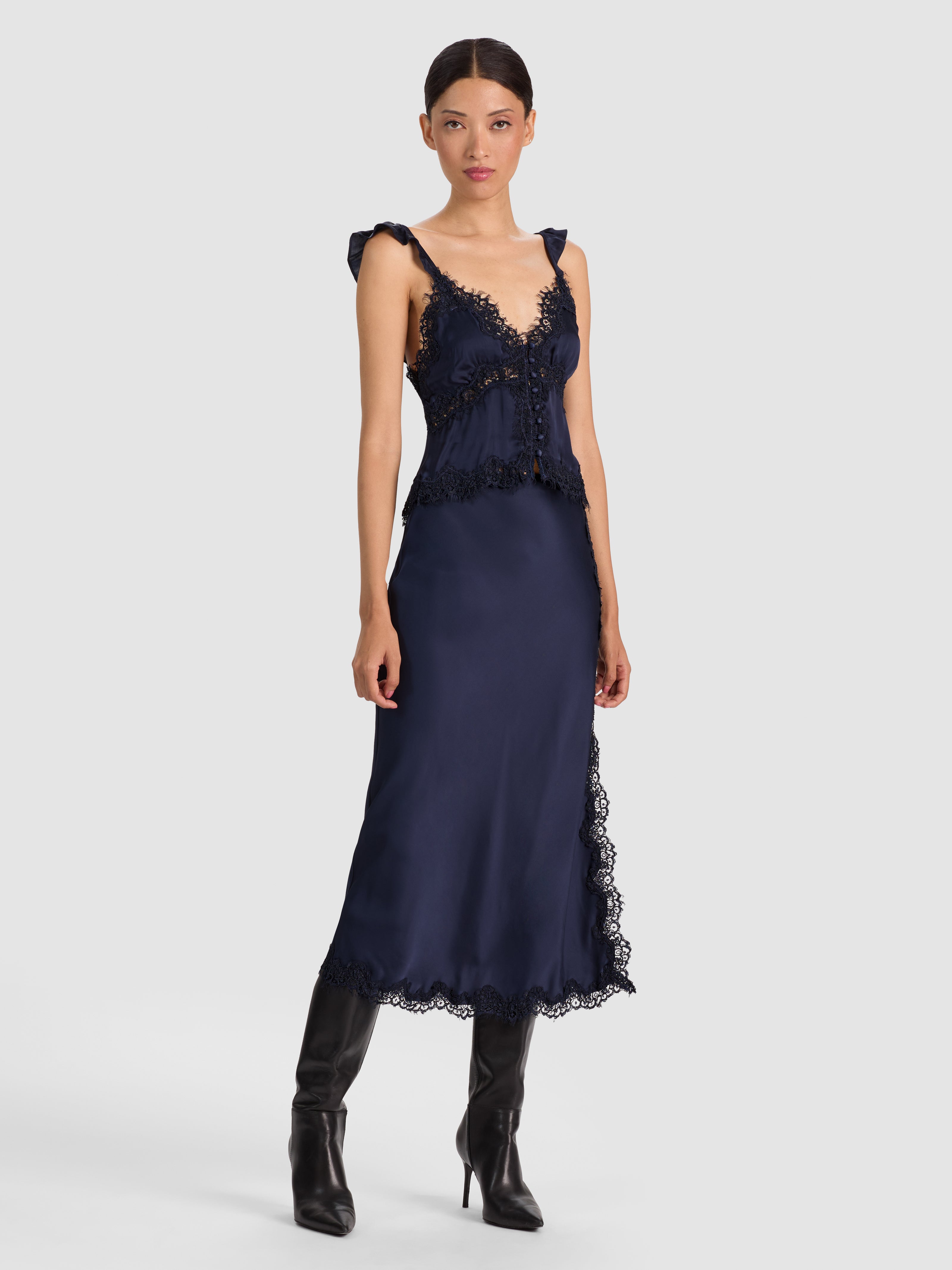 RAFAELLA LACE TRIM TOP W RUFFLE SLEEVE-ALICE + OLIVIA