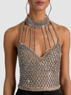 DEENA CRYSTAL CROPPED TOP W CHOKER-ALICE + OLIVIA