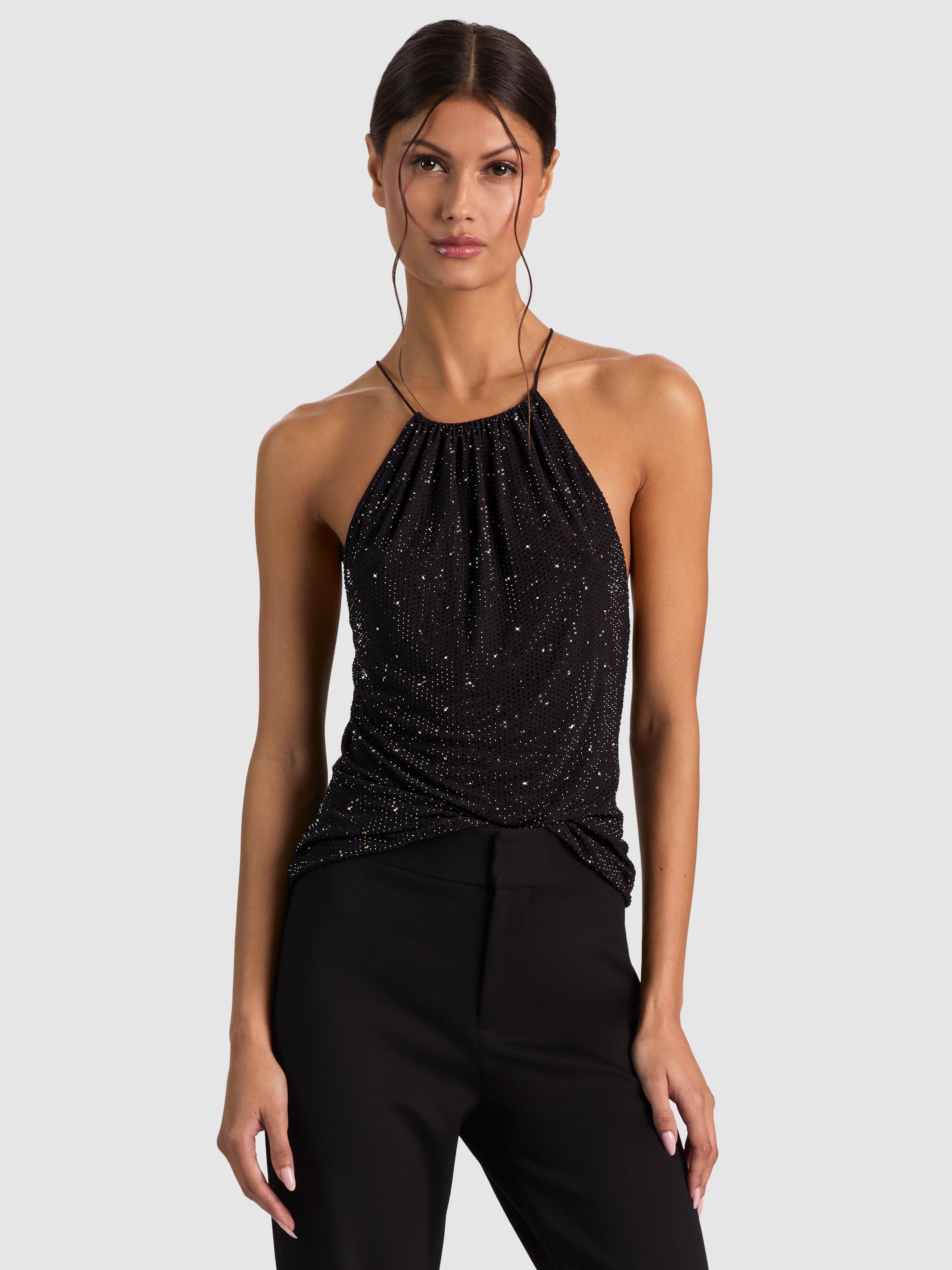 ZUMI EMBELL HALTER TOP-ALICE + OLIVIA