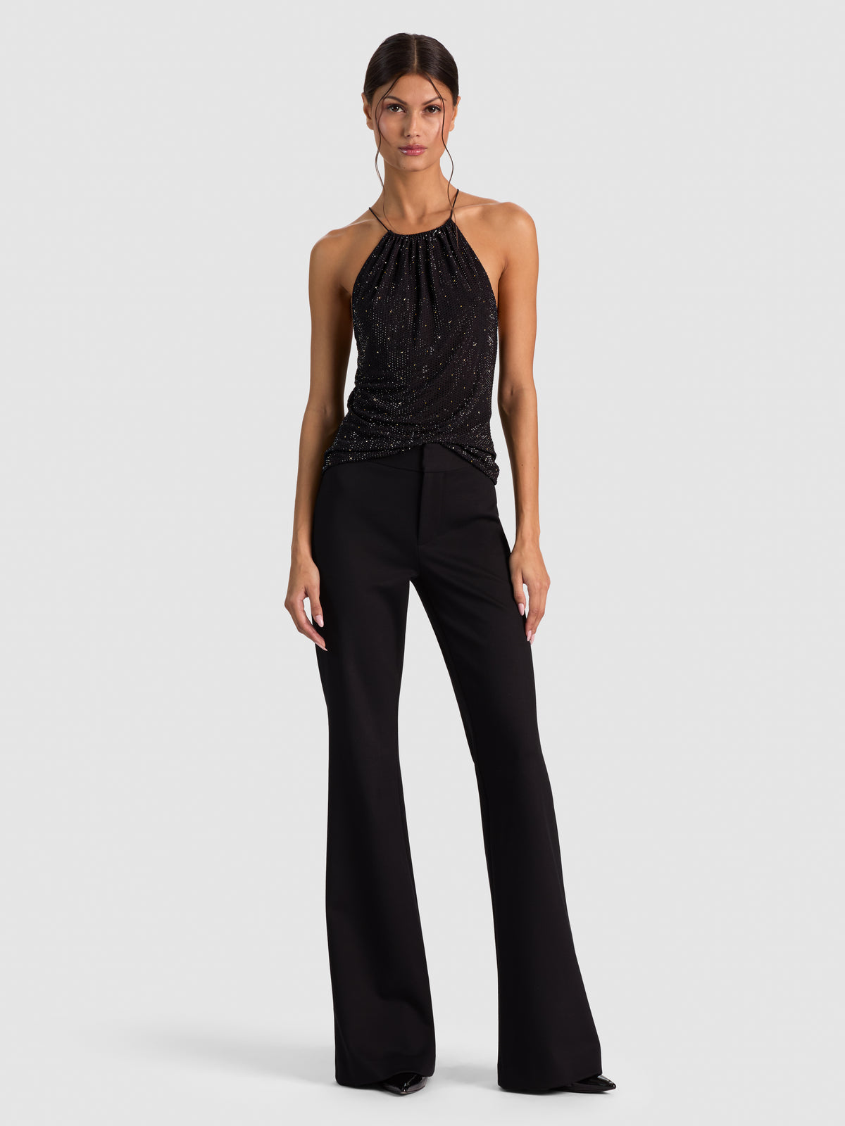 ZUMI EMBELL HALTER TOP - BLACK/GOLD
