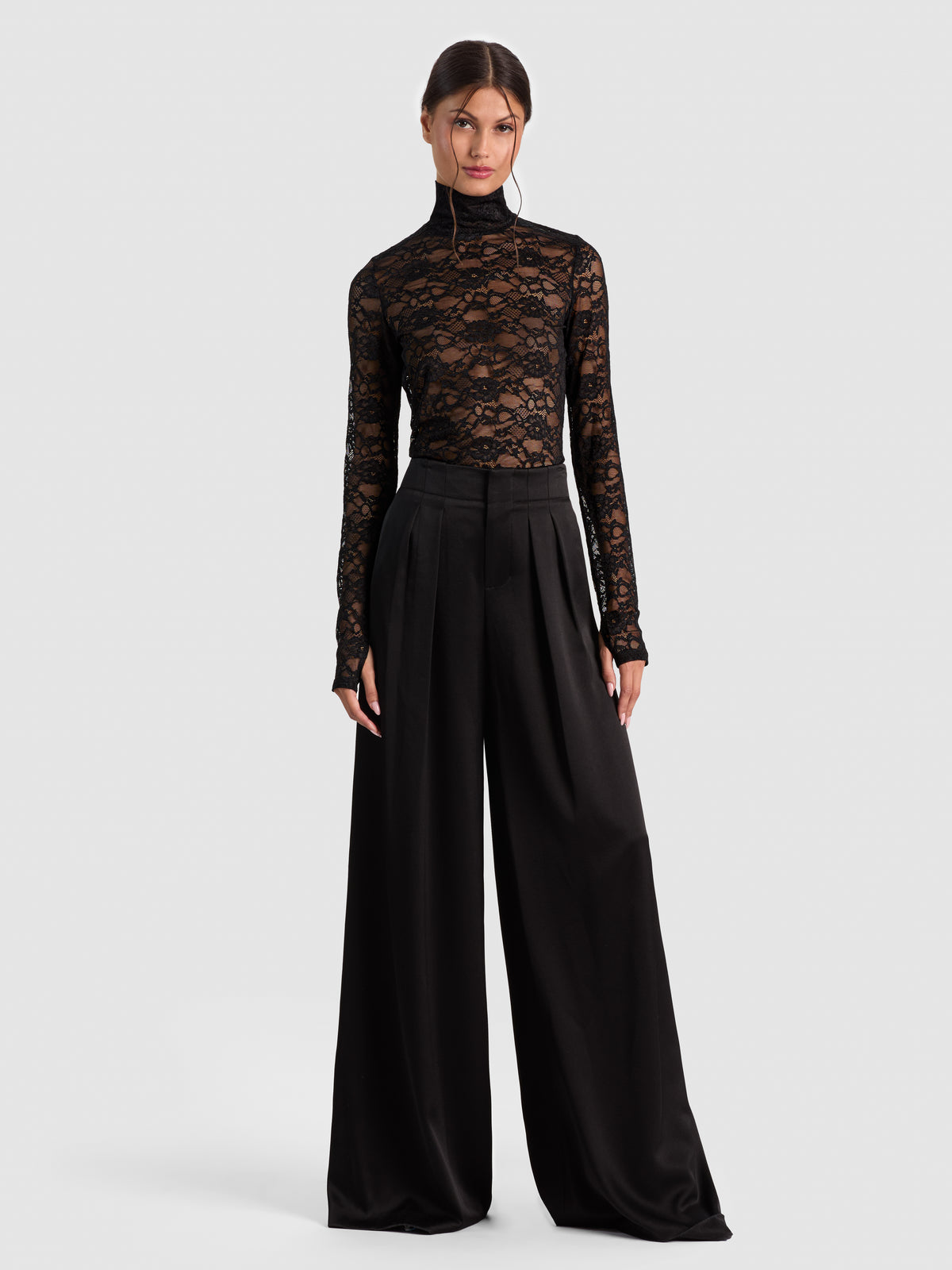 DELAINA LACE TURTLENECK TOP-ALICE + OLIVIA
