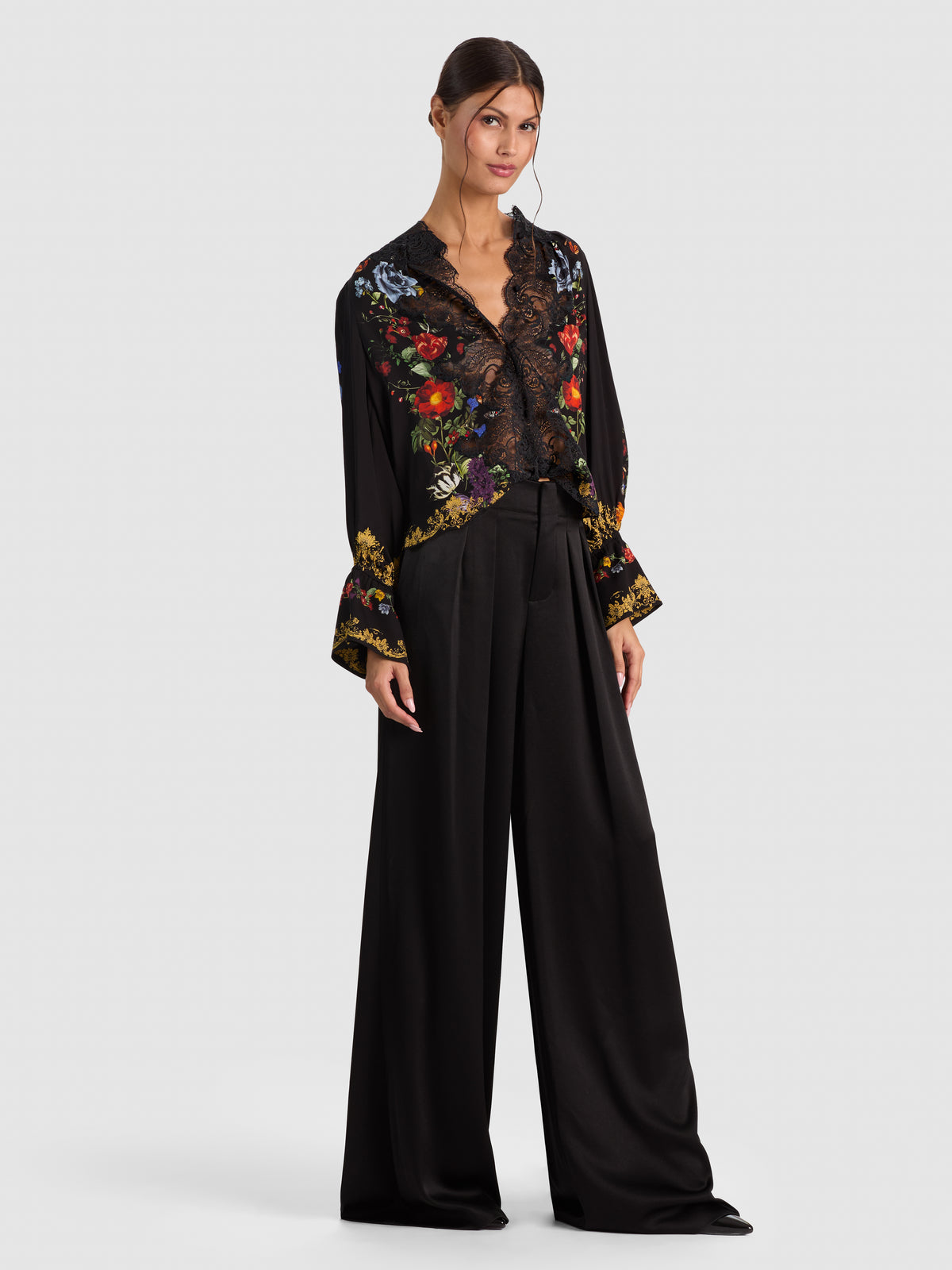 MARION LACE TRIM BLOUSE-ALICE + OLIVIA