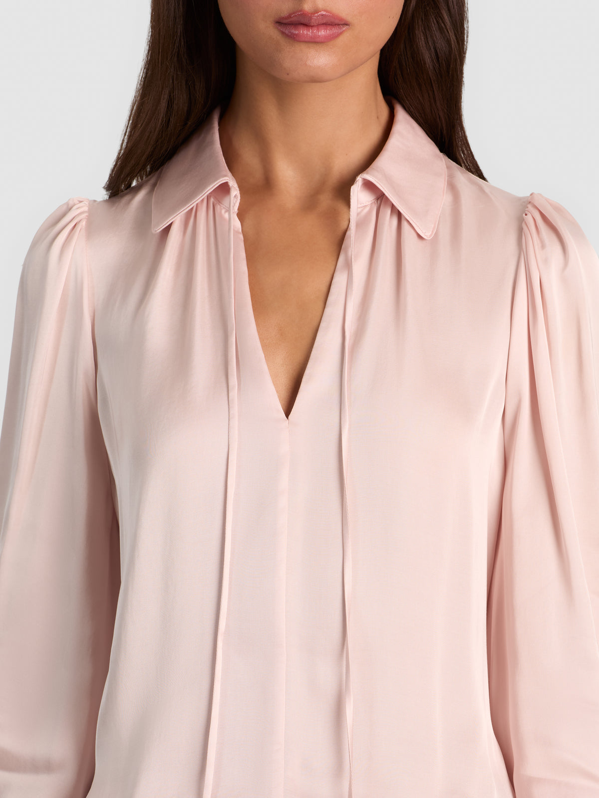ROANNE TIE FRONT BLOUSE - BLUSH