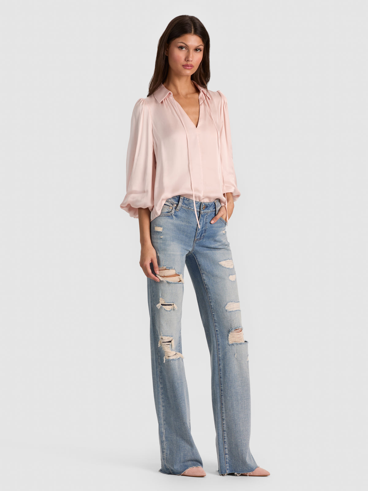 ROANNE TIE FRONT BLOUSE-ALICE + OLIVIA