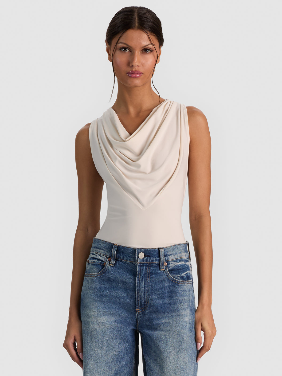 JACQUELINE COWL NECK TANK - CHINO