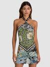 MARIAH FAUX SCARF MINI DRESS-ALICE + OLIVIA