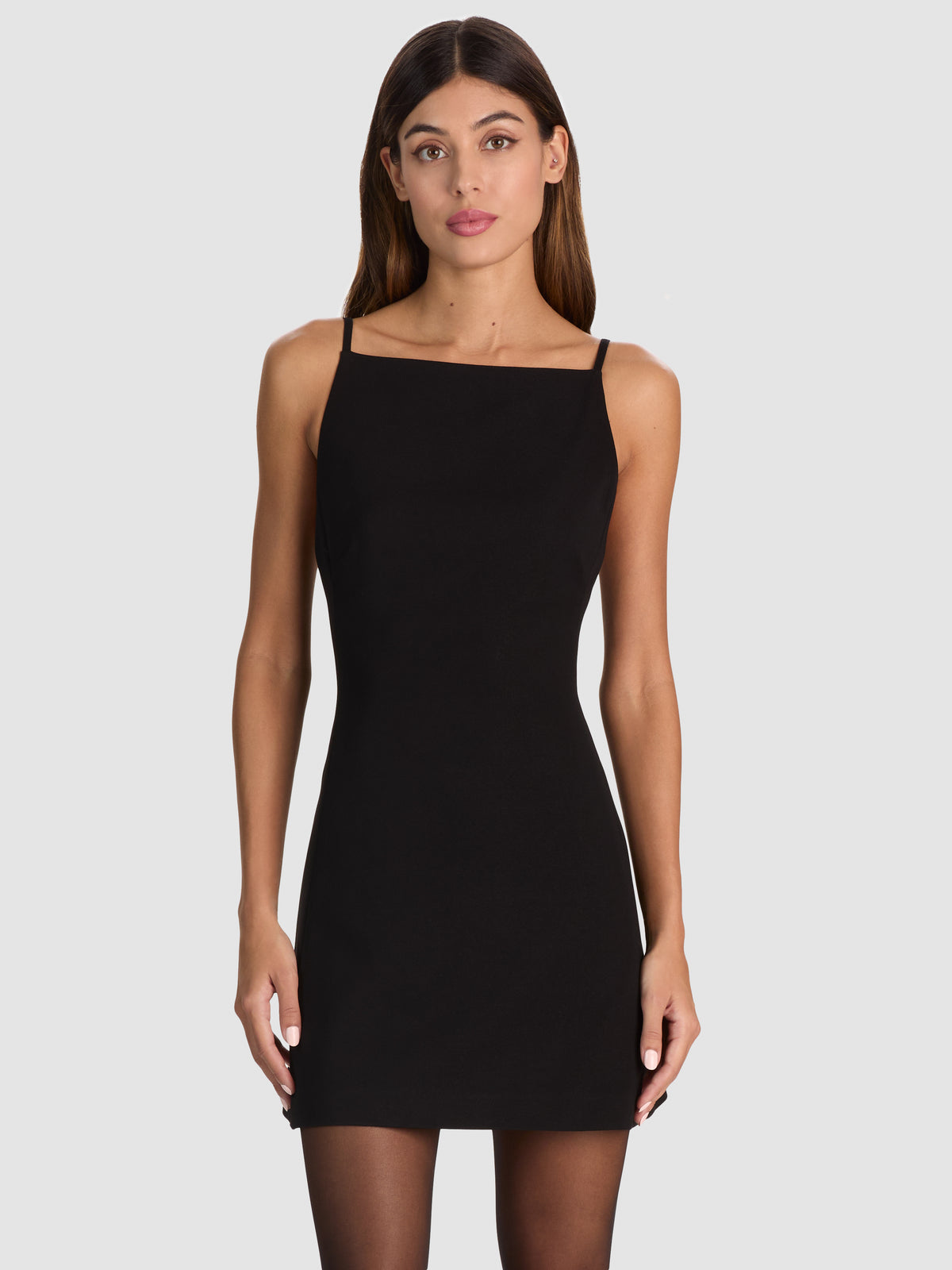 CHERIE SQUARE NECK MINI DRESS - BLACK