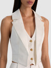 TESSA HALTER NK VEST W LONG LAPEL DTL-ALICE + OLIVIA