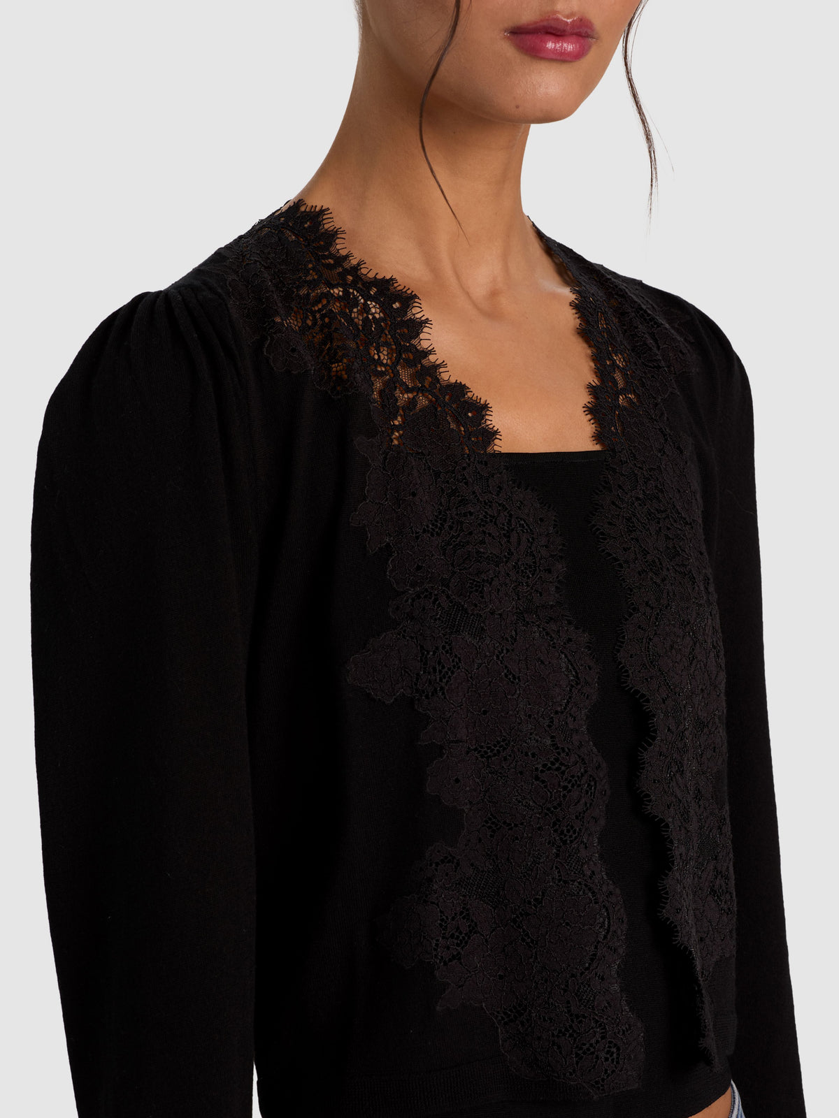 CONSTANCE LACE TRIM CARDIGAN-ALICE + OLIVIA