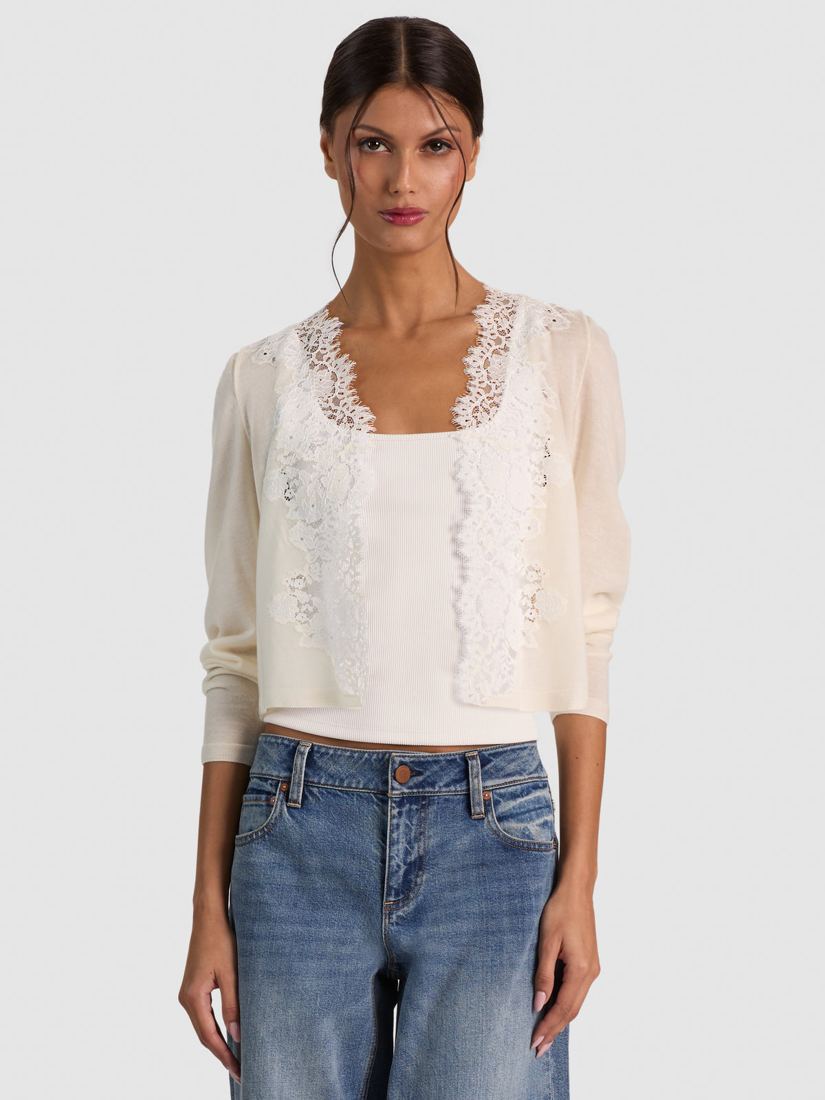 CONSTANCE LACE TRIM CARDIGAN-SOFT WHITE-ALICE + OLIVIA
