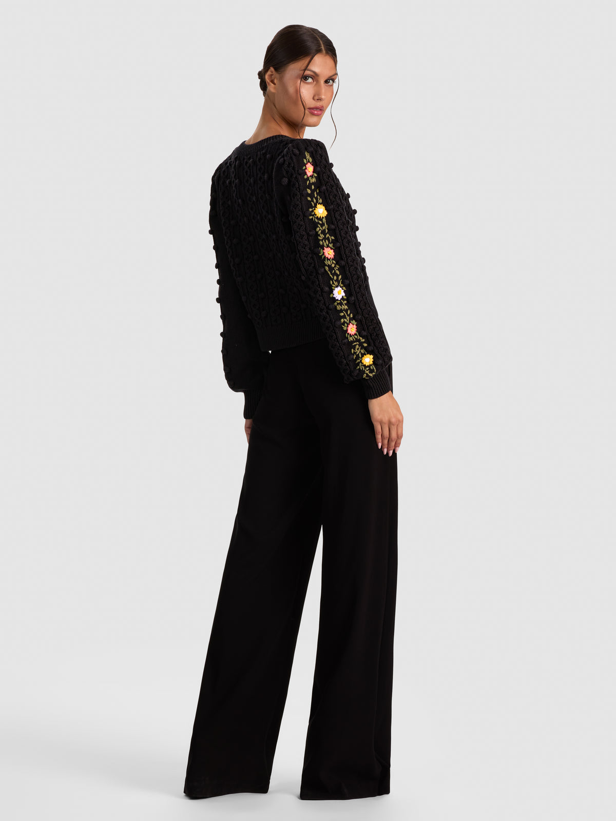 KITTY PUFF SLEEVE CARDIGAN-BLACK MULTI-ALICE + OLIVIA