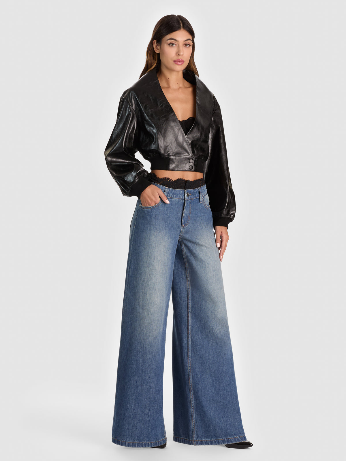 SYLVIA HIGH NECK WRAP JACKET-ALICE + OLIVIA