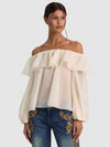 ALTA OFF THE SHOULDER RUFFLE BLOUSE-ALICE + OLIVIA