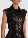 KIM VGN LTHR PANELED CORSET FLARED MINI SHIRT DRESS-ALICE + OLIVIA