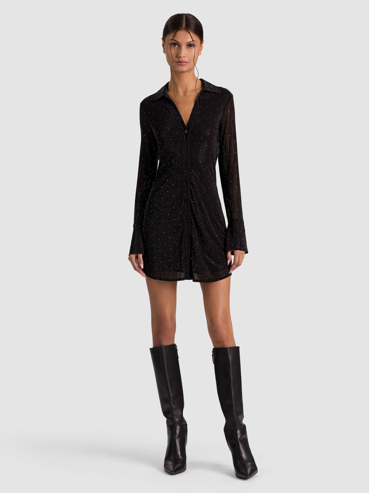 FREYA EMBELLISHED BUTTON DOWN DRESS-ALICE + OLIVIA