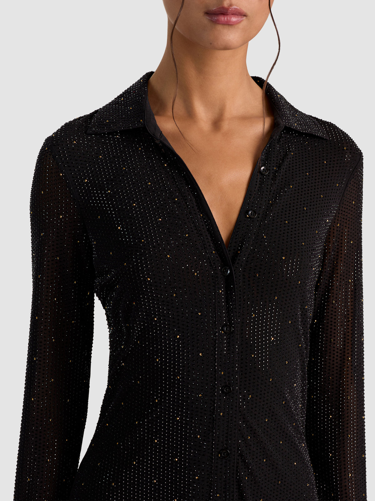 FREYA EMBELLISHED BUTTON DOWN DRESS-ALICE + OLIVIA