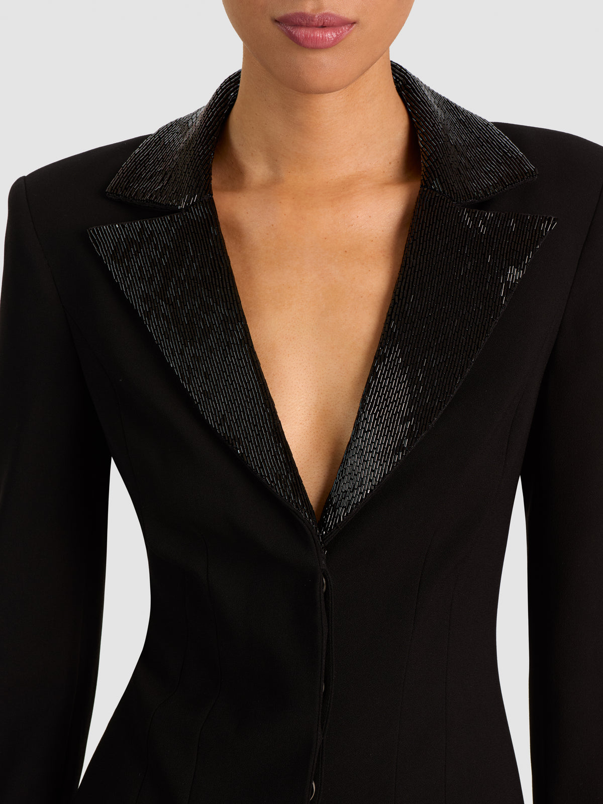 AMANZA EMBELLISHED TUXEDO MINI DRESS-ALICE + OLIVIA
