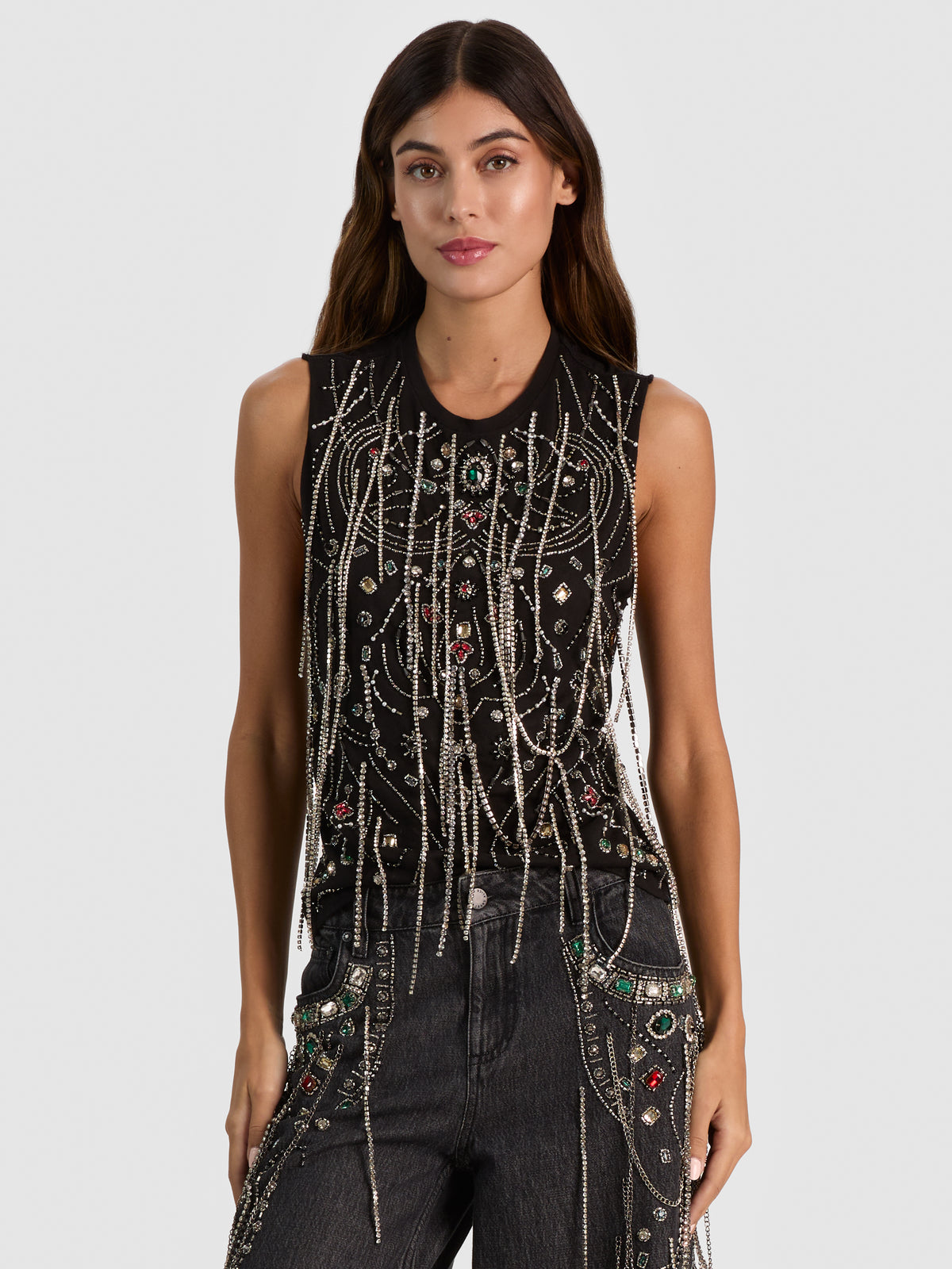 DEDE EMBELLISHED CHAIN TANK-ALICE + OLIVIA
