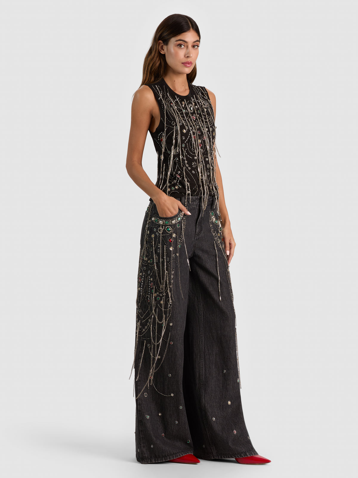 DEDE EMBELLISHED CHAIN TANK-ALICE + OLIVIA