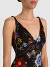 NISA CUTAWAY LACE TWIST STRAP TIE BK GODET MAXI DRESS-ALICE + OLIVIA