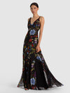 NISA CUTAWAY LACE TWIST STRAP TIE BK GODET MAXI DRESS-ALICE + OLIVIA