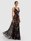 NISA CUTAWAY LACE TWIST STRAP TIE BK GODET MAXI DRESS-ALICE + OLIVIA