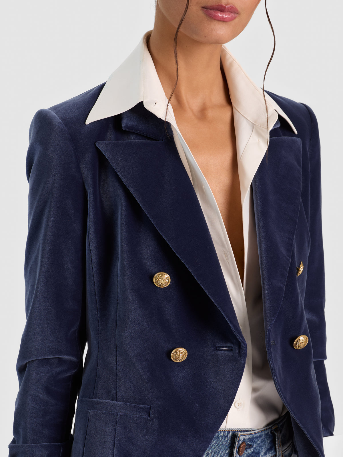 SABLE DBL BREASTED CROPPED BLAZER-ALICE + OLIVIA
