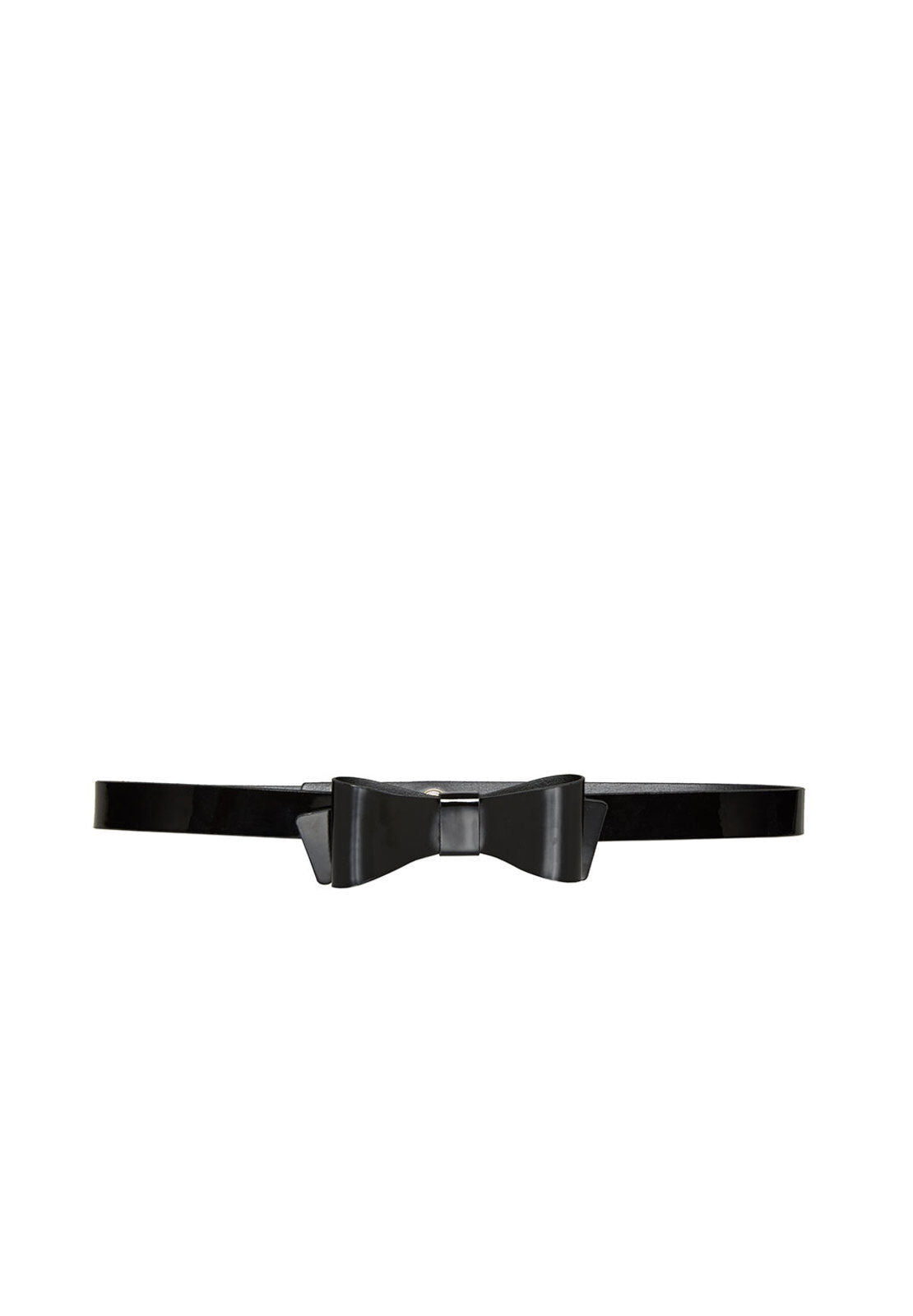 NEW BOW PATENT LEATHER BELT-Black-ALICE + OLIVIA