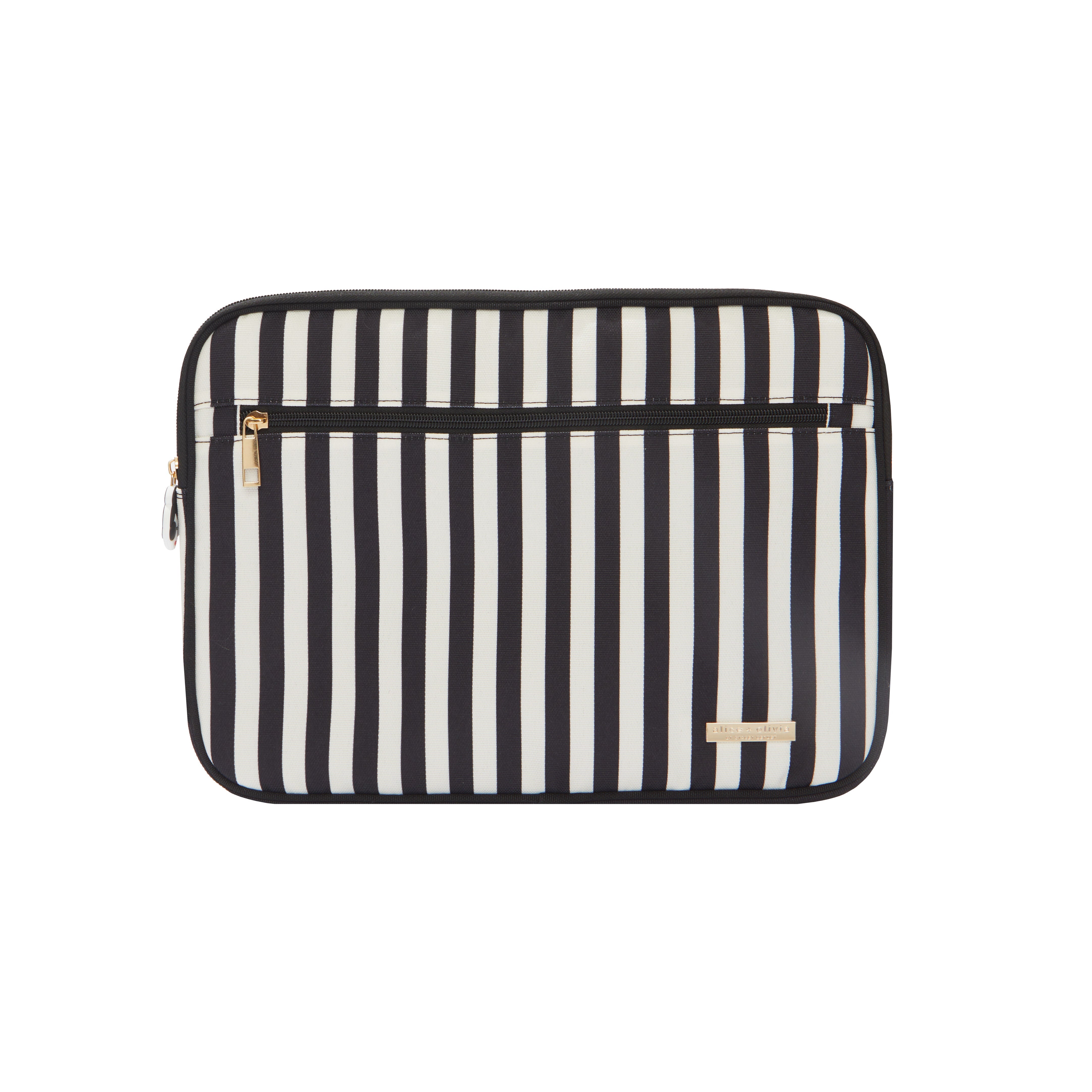 A+O X FABFITFUN LAPTOP SLEEVE-POSITANO STRIPE SM BLACK-ALICE + OLIVIA