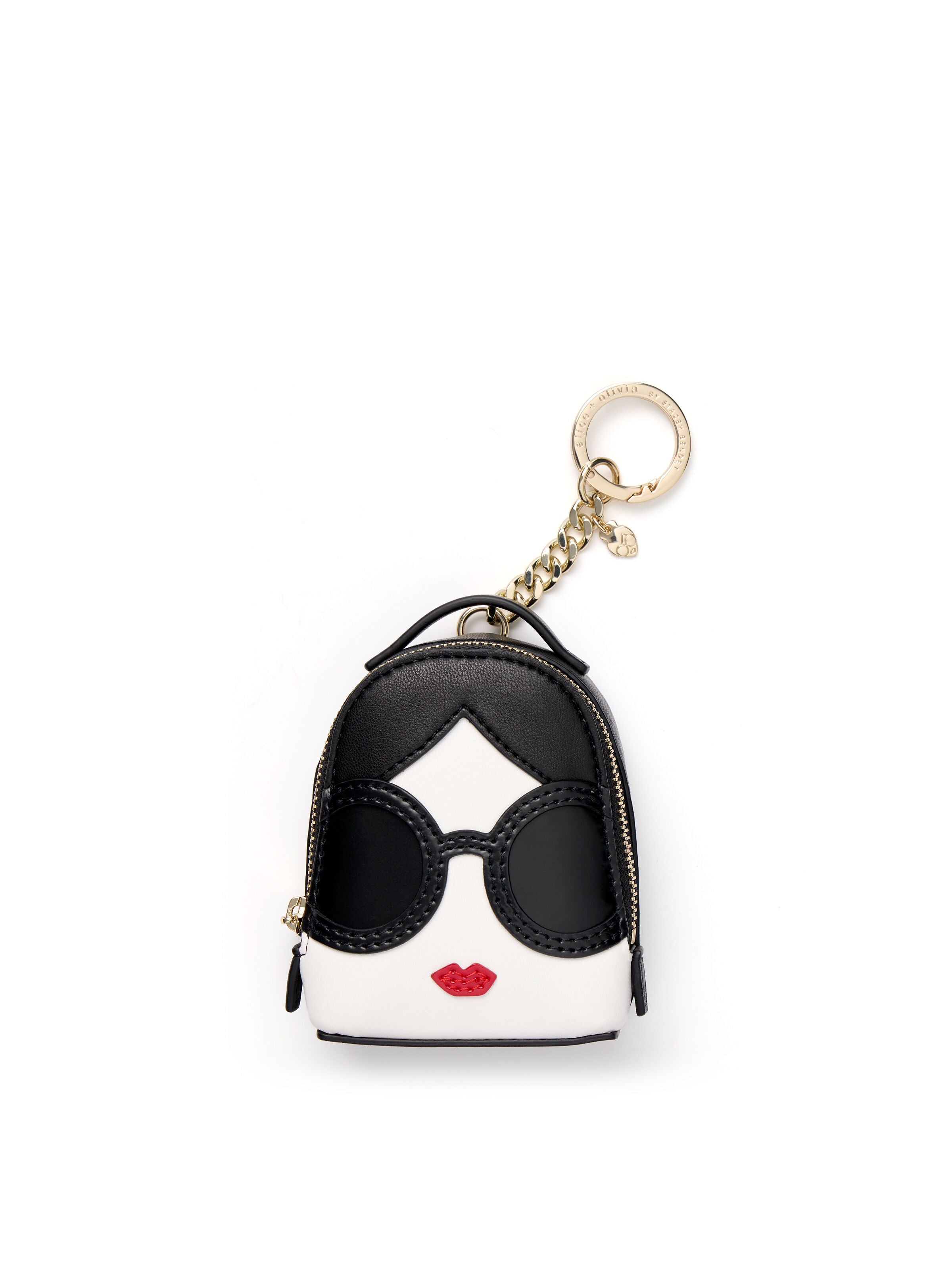 STACEFACE MINI BACKPACK KEYCHARM-BLACK/OFF WHITE MULTI-ALICE + OLIVIA