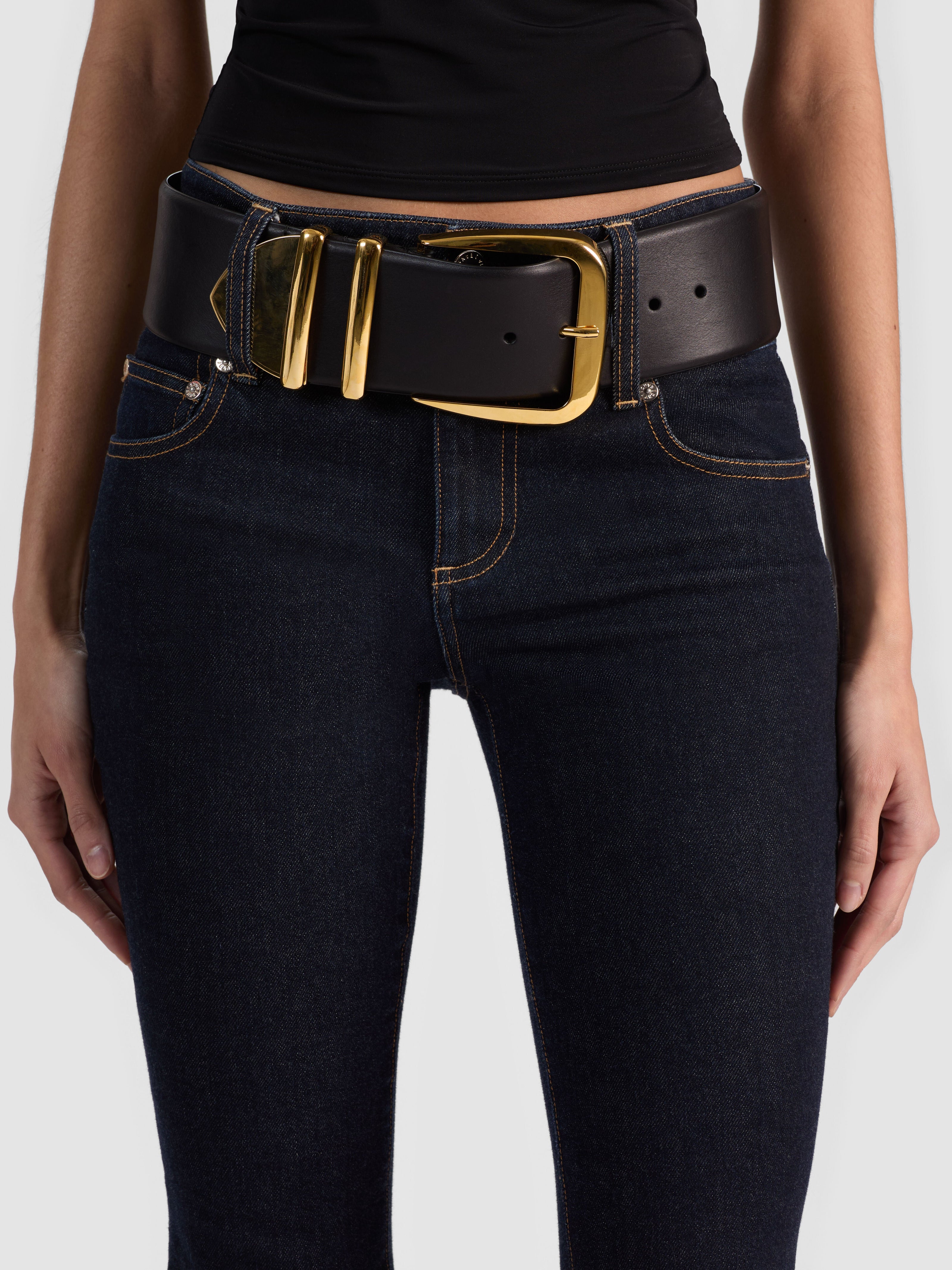 HARLEY WIDE BELT-BLACK/GOLD-ALICE + OLIVIA