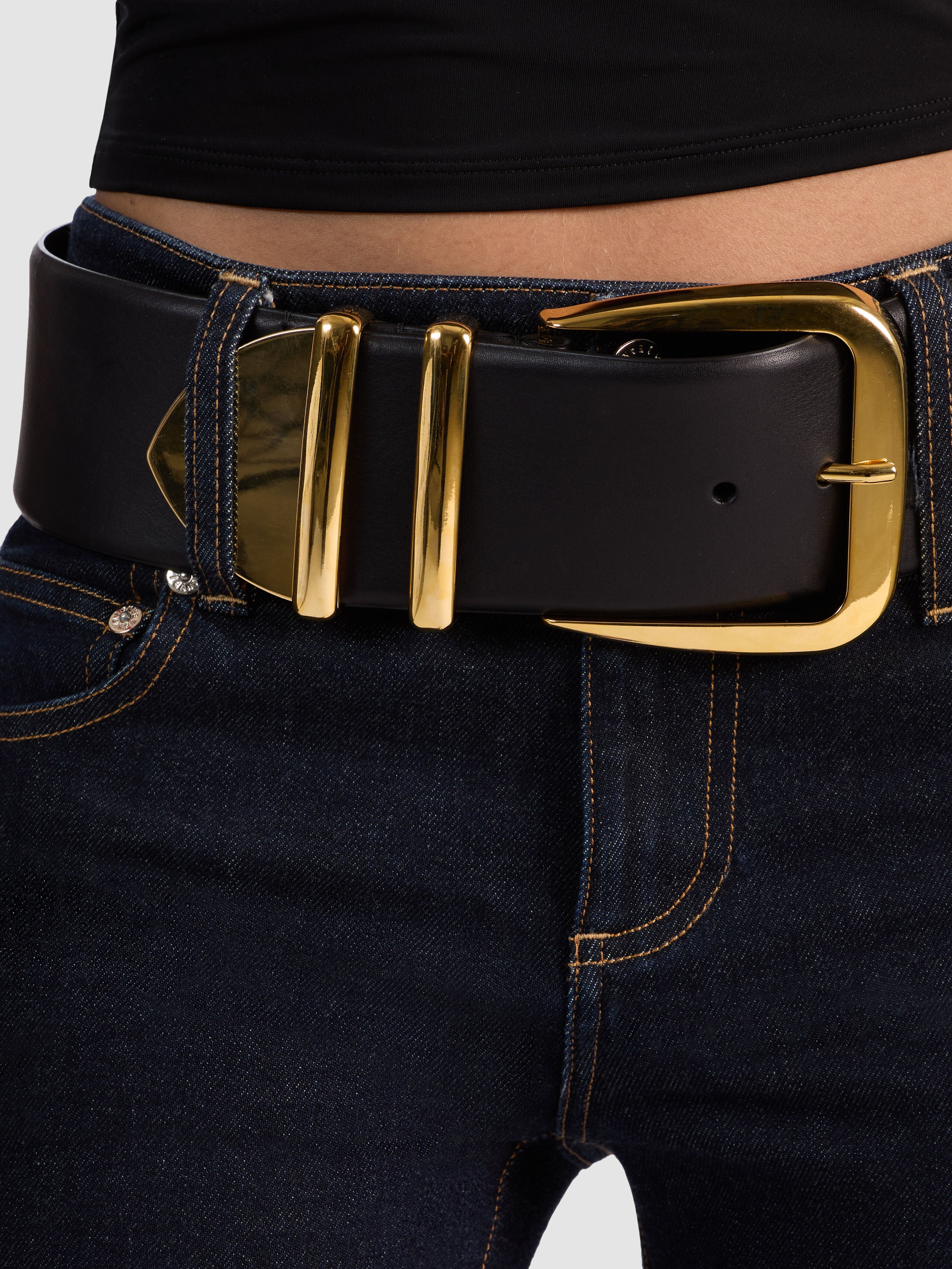 HARLEY WIDE BELT-BLACK/GOLD-ALICE + OLIVIA