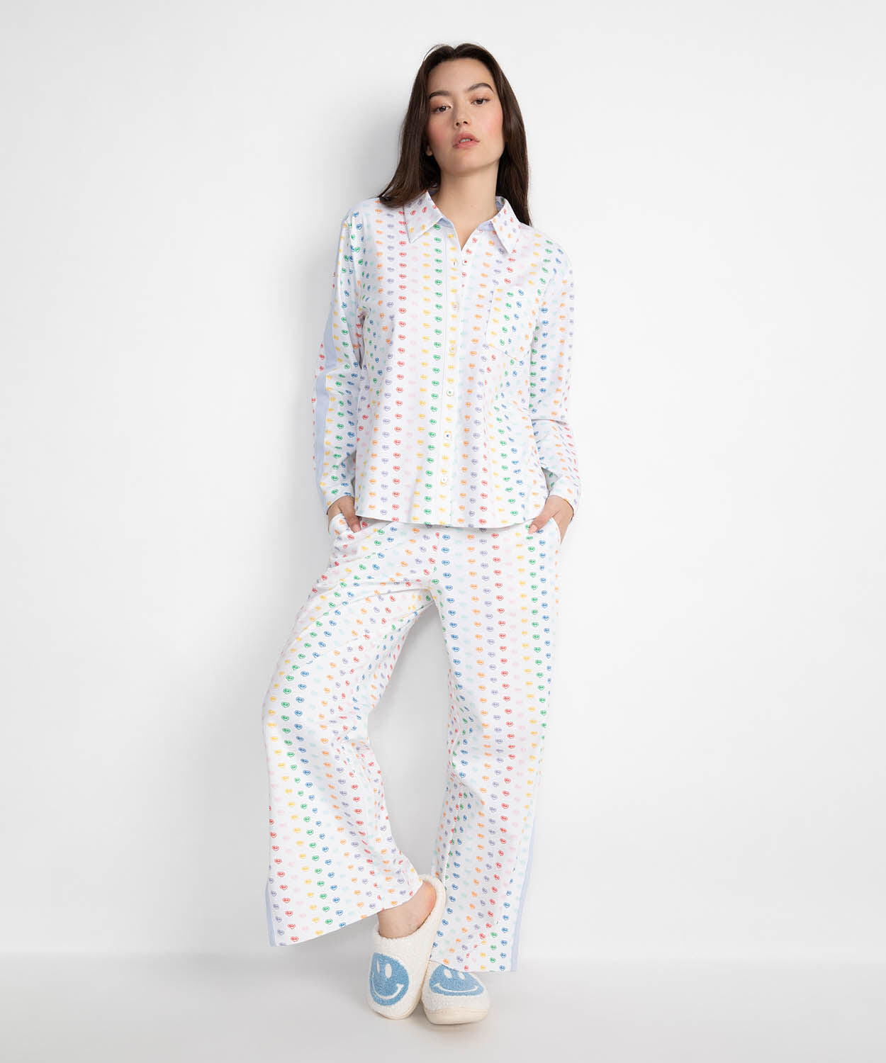 A+O X BIG FEELINGS NICO LONG SLEEVE PJ SET-BRIGHT WHITE-ALICE + OLIVIA