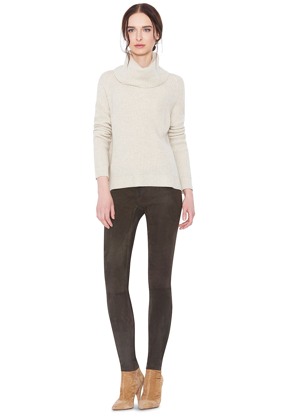 FRONT ZIP SUEDE LEGGING-Black-ALICE + OLIVIA