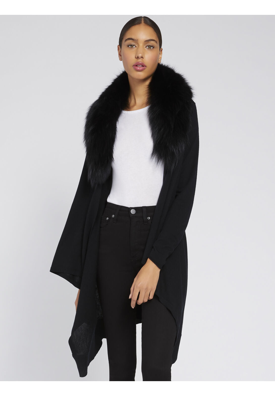 IZZY CASCADE W/FUR COLLAR-ALICE + OLIVIA