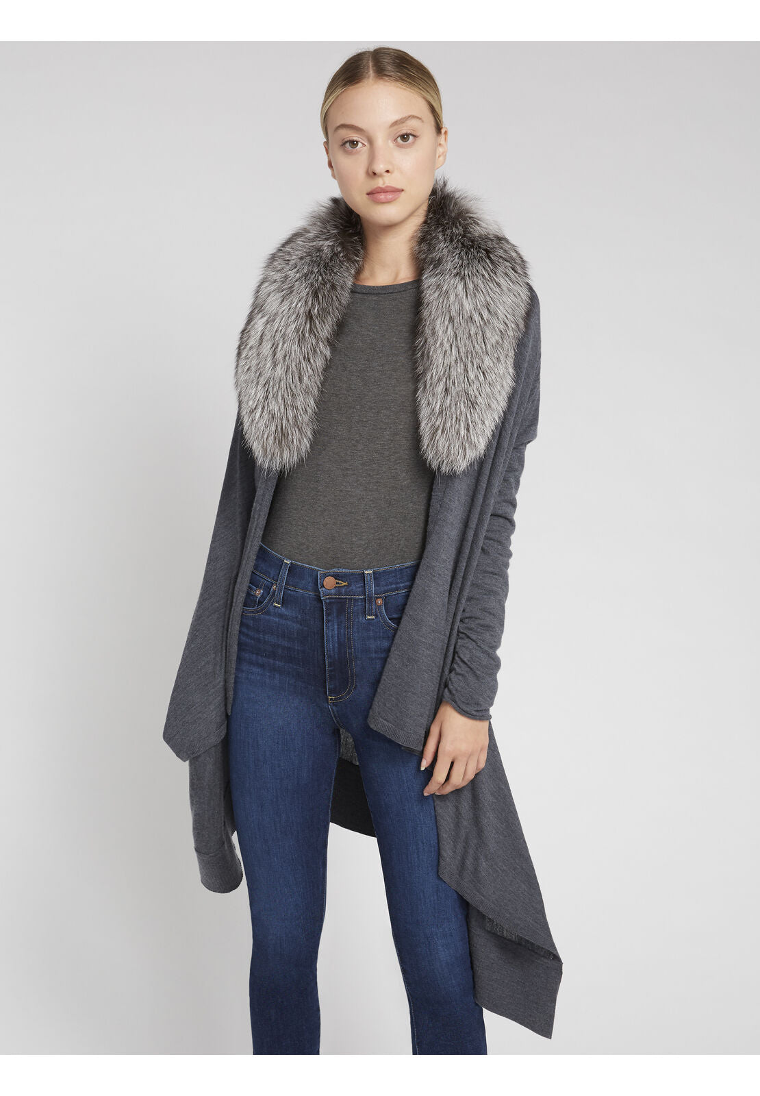 IZZY CASCADE W/FUR COLLAR-ALICE + OLIVIA