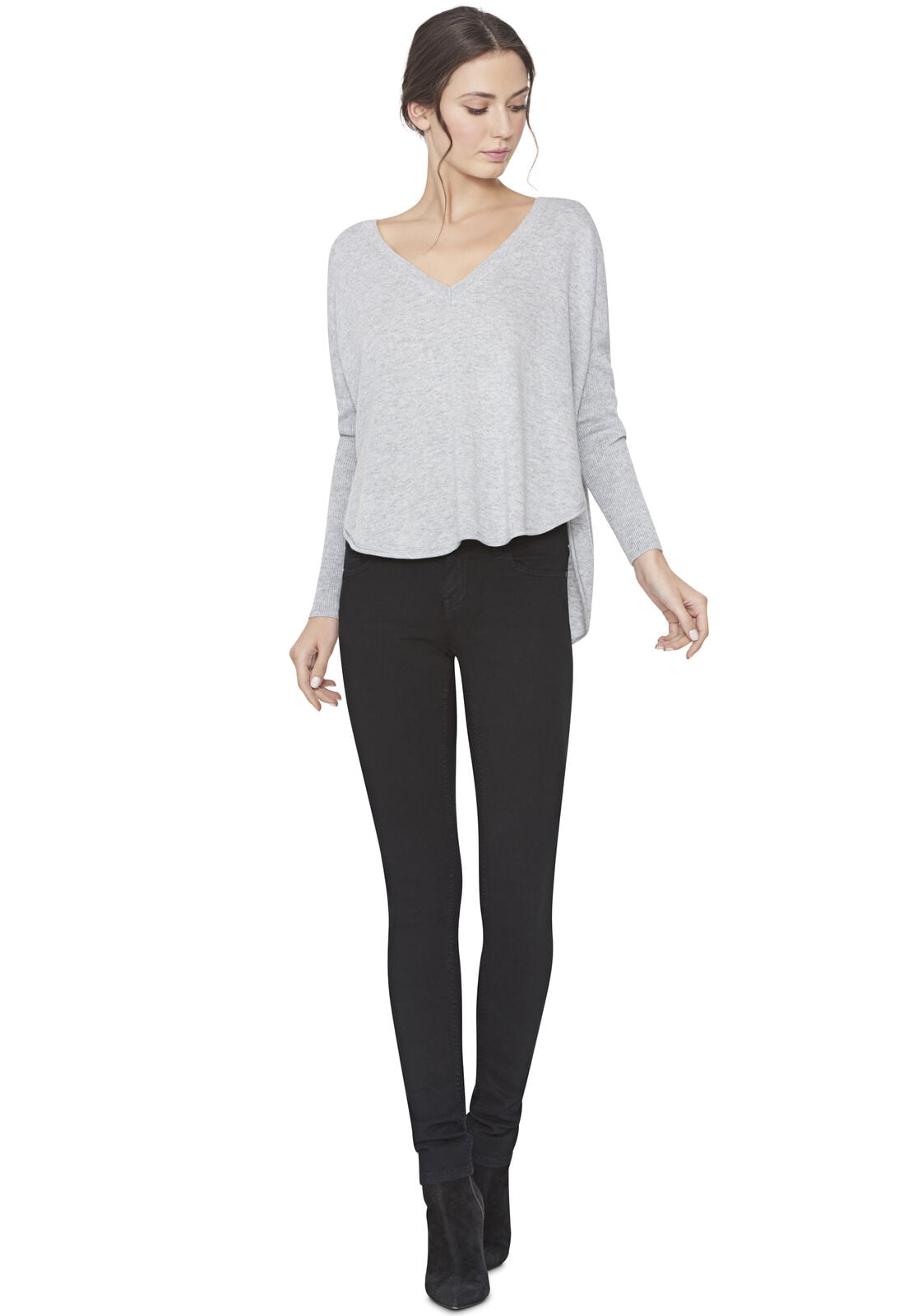 BOBBIE LS V NK ROUND HEM SWTR