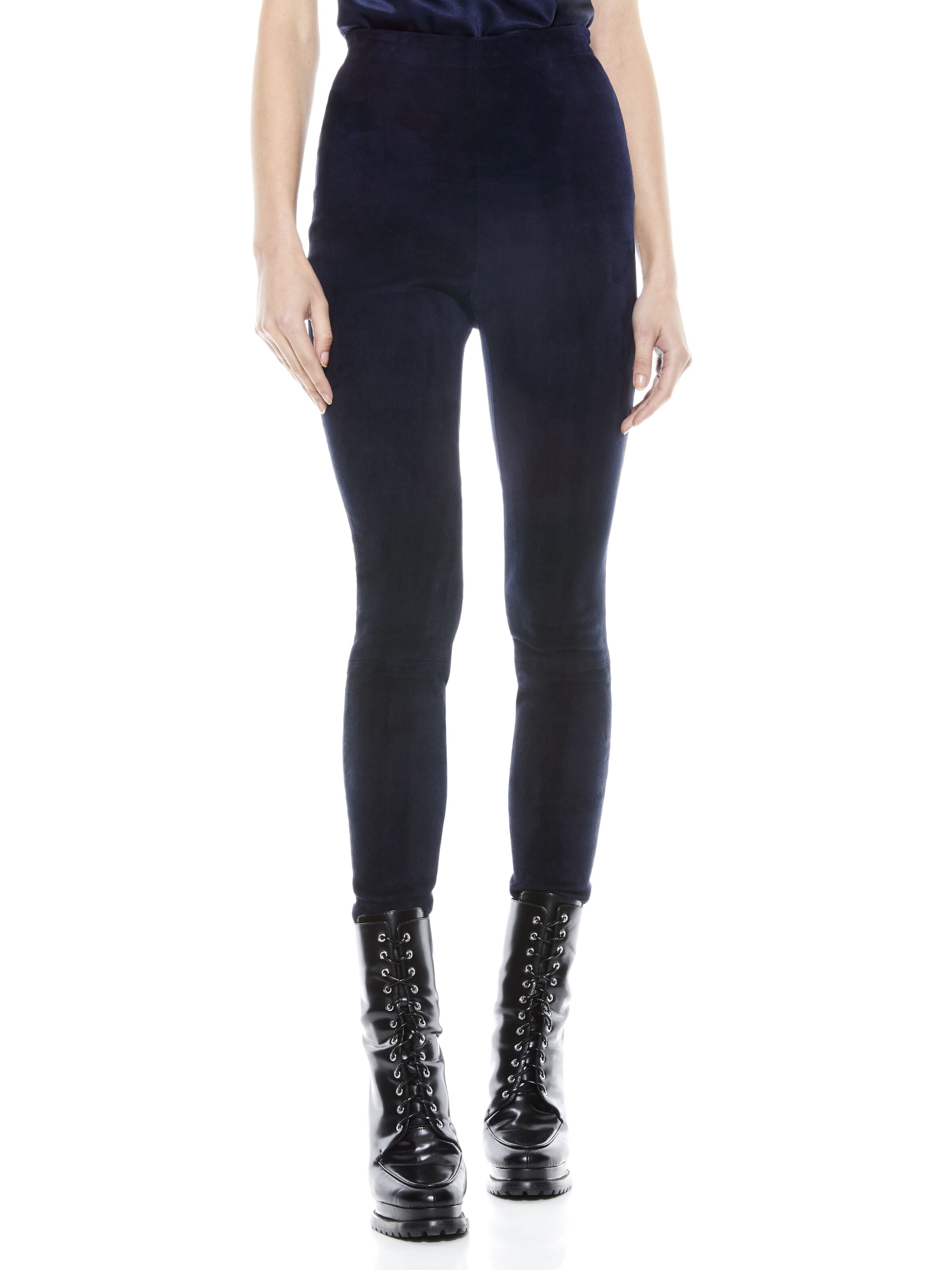 MADDOX SIDE ZIP SUEDE LEGGING-CHARCOAL-ALICE + OLIVIA