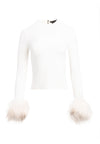 HAYLEN MOCK NK TOP W FUR CUFFS-ALICE + OLIVIA