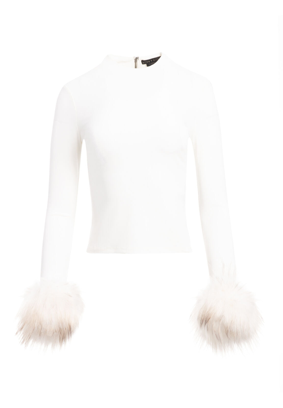 HAYLEN MOCK NK TOP W FUR CUFFS-ALICE + OLIVIA