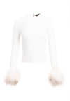 HAYLEN MOCK NK TOP W FUR CUFFS-ALICE + OLIVIA