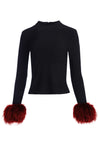 HAYLEN MOCK NK TOP W FUR CUFFS-ALICE + OLIVIA