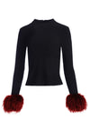 HAYLEN MOCK NK TOP W FUR CUFFS-ALICE + OLIVIA